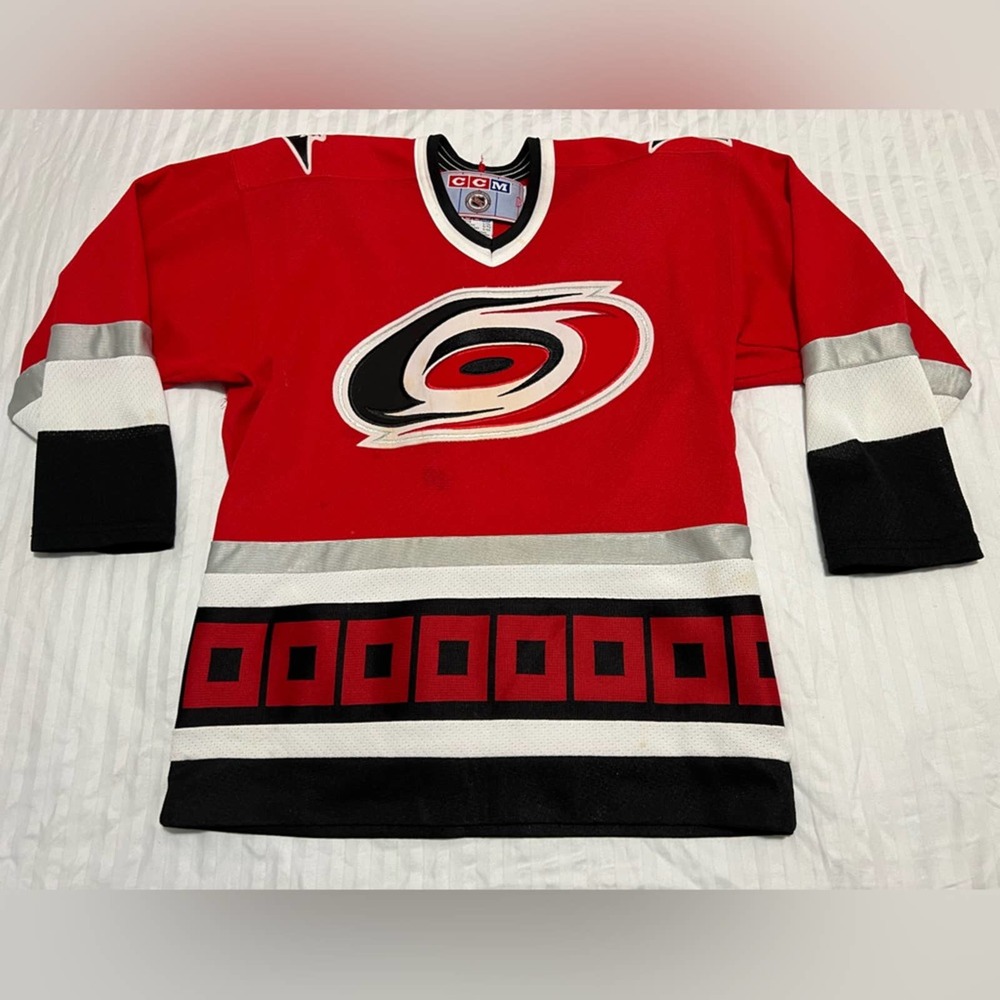 Vintage CCM Carolina Hurricanes NHL Hockey Stitched Sewn Jersey 90’s YOUTH L/XL